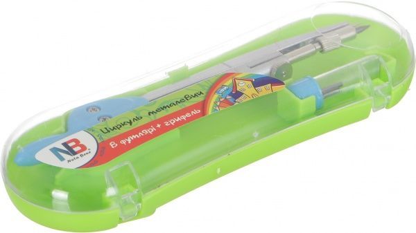 Циркуль металевий в футлярі із запасним грифелем зелений Nota Bene