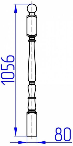 Столб ССЦ-5 сосновый точеный 80x80x1055 мм сорт 1