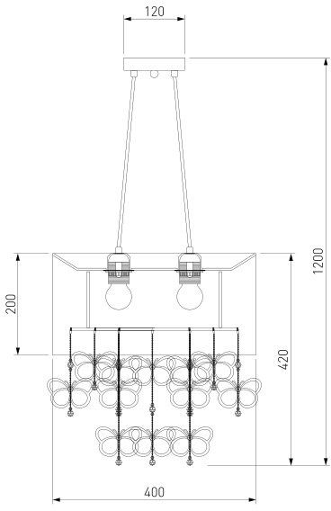 Люстра подвесная Strotskis Papillon 4x40 Вт E14 хром/черный 287/4
