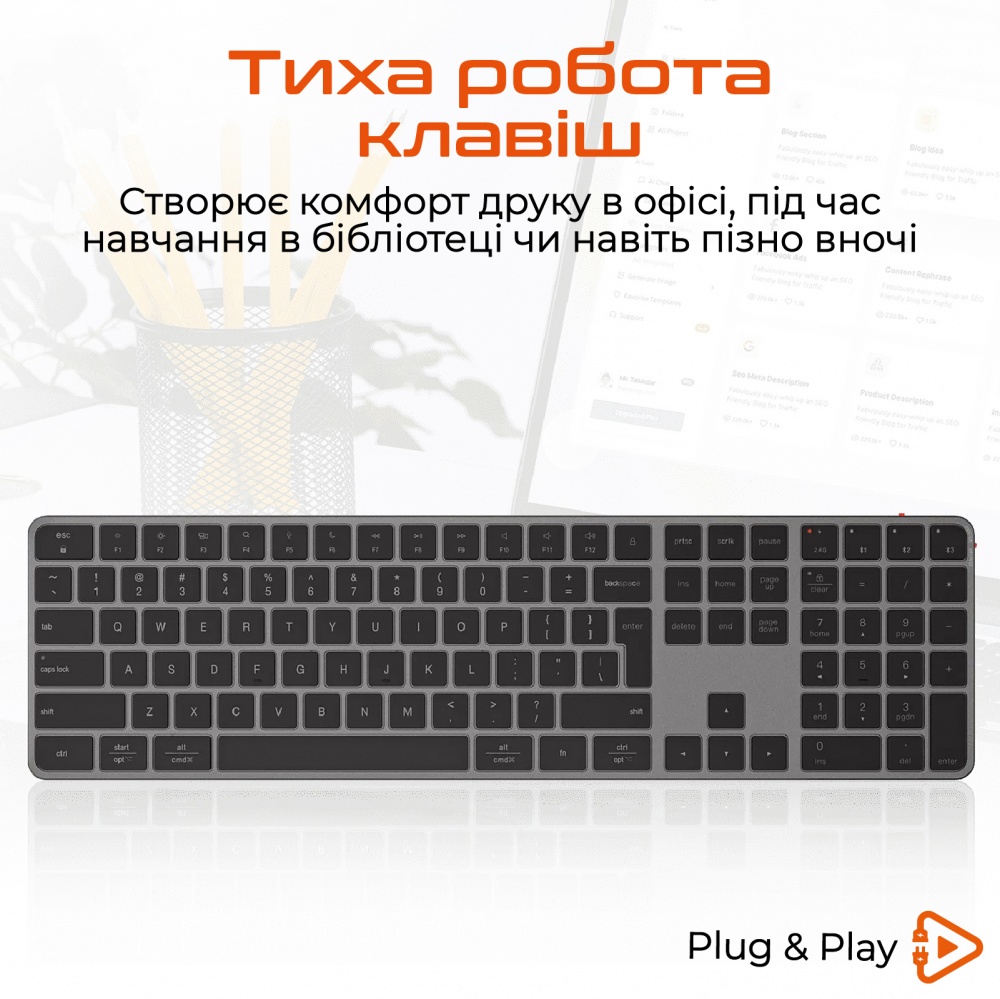 Клавіатура бездротова Meetion K230 (MT-K230MW-A-RUA) black