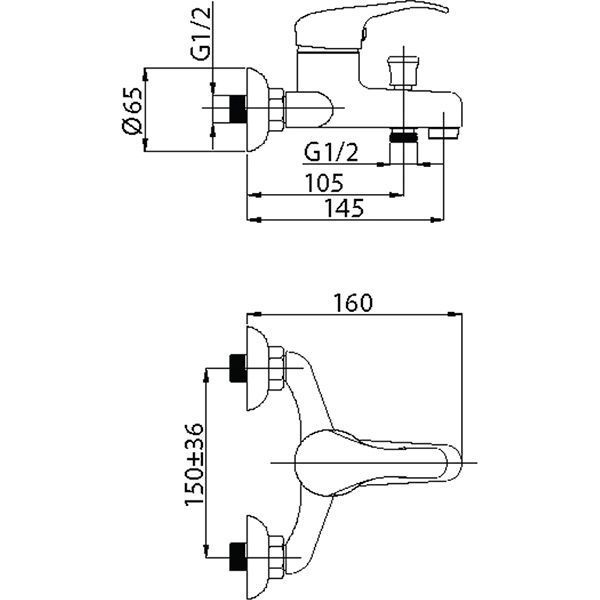 Смеситель для ванны Rubineta Optima-10/K O10K08