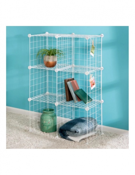 Стелаж дротяний куб сubes storage 6 полиць 1105х750х370 мм білий 