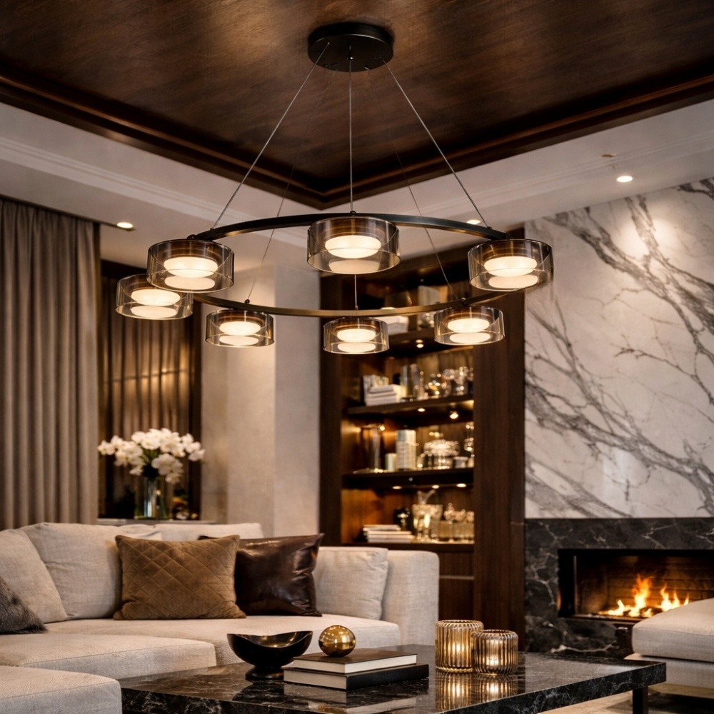 Люстра підвісна LIGHT SET DUSHA MS241-Y7 7x12 Вт GX53 чорний/димчатий