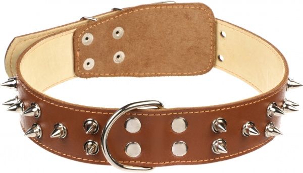 Ошейник Collar двойной с шипами 4,5х56-68 см коричневый