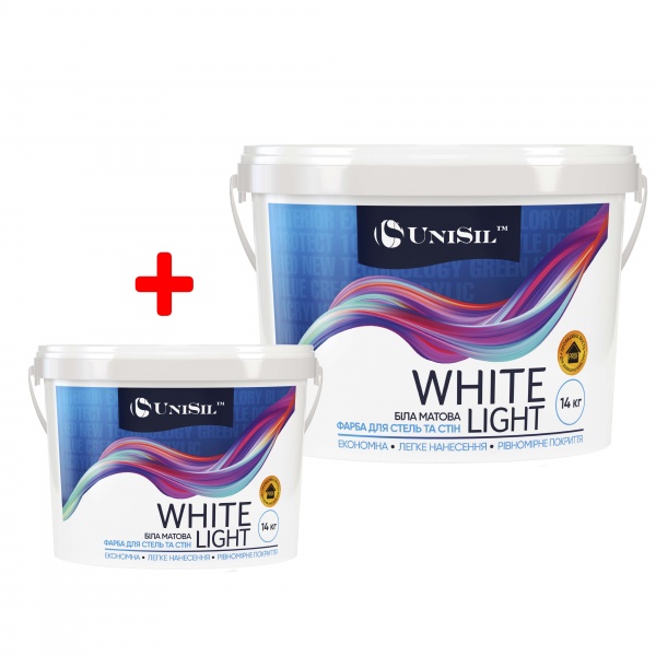 Краска интерьерная акриловая водоэмульсионная UniSil White Light мат белый 14 кг + 3,5 кг 