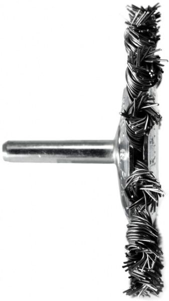 Щітка дискова 75мм, плетений дріт хвост.6мм d 0,5 об/хв 4500 стальний дріт S&R 136635075