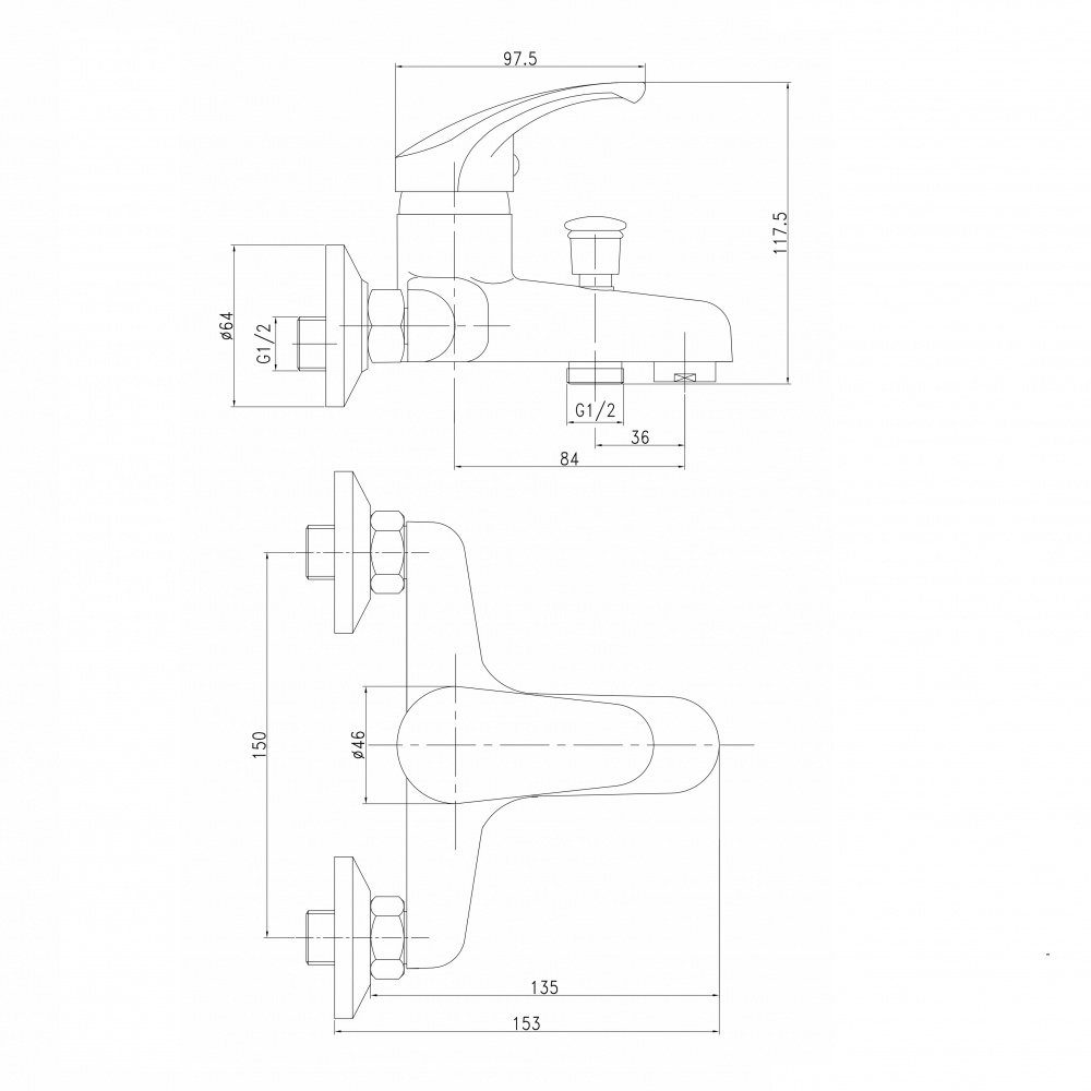 Змішувач для ванни RJ SMART RJFA050-03CH