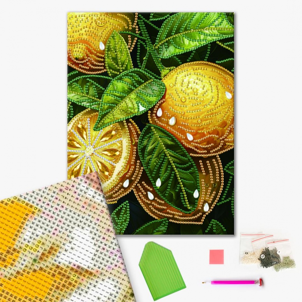 Алмазная мозаика Желтые лимоны 25х25 см Brushme