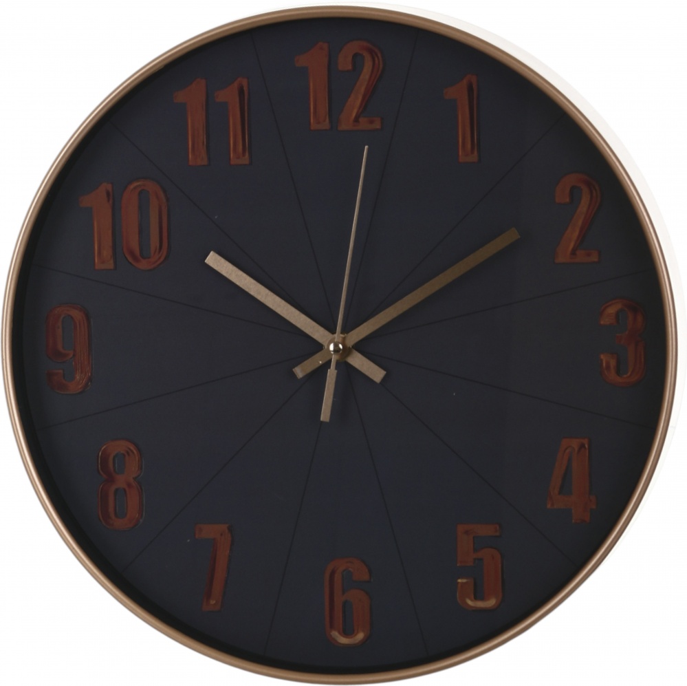 Часы настенные Silent 30 см черный с золотом