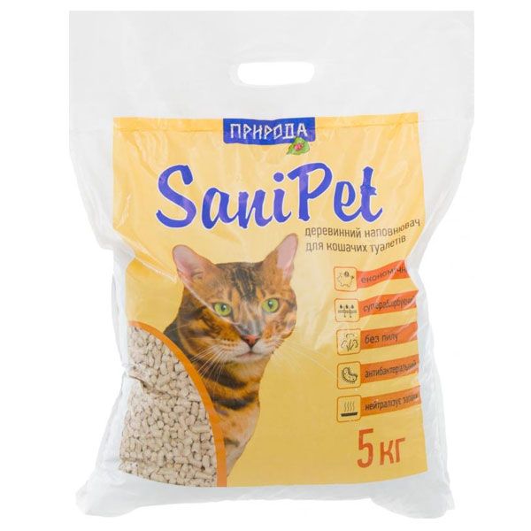 Наповнювач для котячого туалету Природа Sani Pet натуральний 5 кг