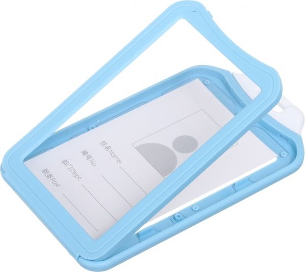 Бейдж вертикальний блакитний 11,5x7 см