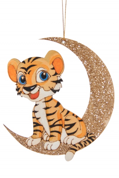 Підвіска Тигрик на місяці 11 см 11 см 9668