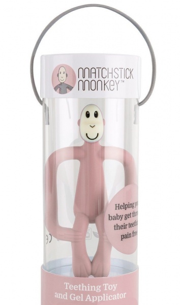Прорезыватель Matchstick Monkey Обезьянка пудрово-розовая 10,5 см (MM-T-010)