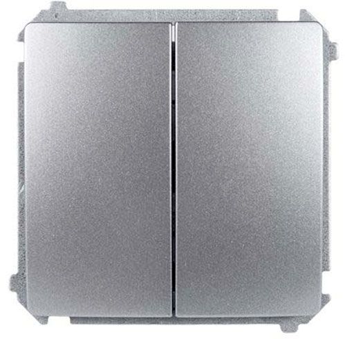 Переключатель проходной двухклавишный Simon Basic без подсветки 10 А 250В сталь BMW6/2.01/21