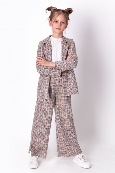 Костюм для девочки Mevis 128 серо-желтый 4257 