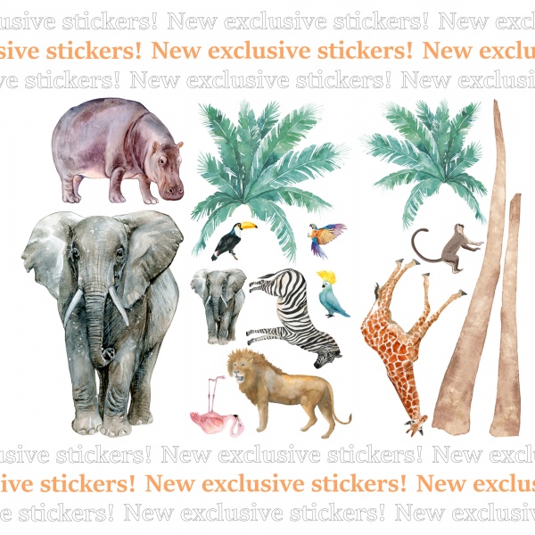 Стікери-патерни Lipastick Тропічні тварини 120х80 см 1508211