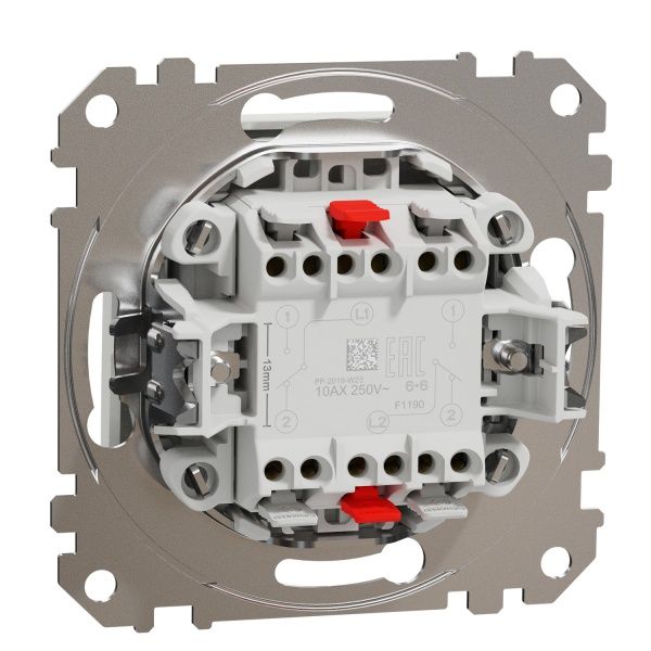 Переключатель проходной двухклавишный Schneider Electric Sedna Design без подсветки 10 А 250В белый SDD111108