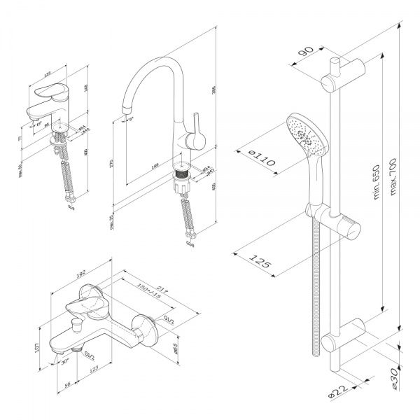 Набір змішувачів AM.PM 4 в1 F40785CK0 Sunny
