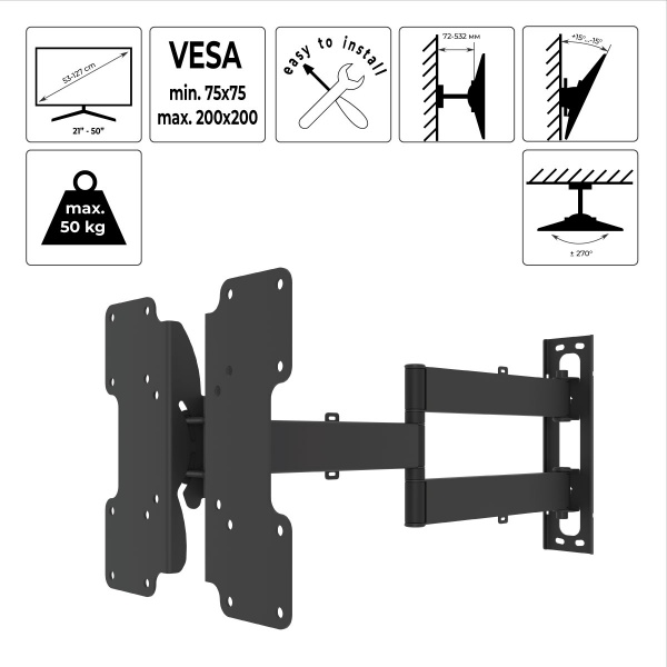 Крепление для телевизора HausMark TWBR-222 поворотно-наклонные 21