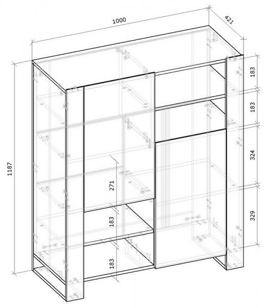 Шкаф-витрина Грейд Combo 1000х1187х421 мм графит серый / дуб эвок прибрежный 