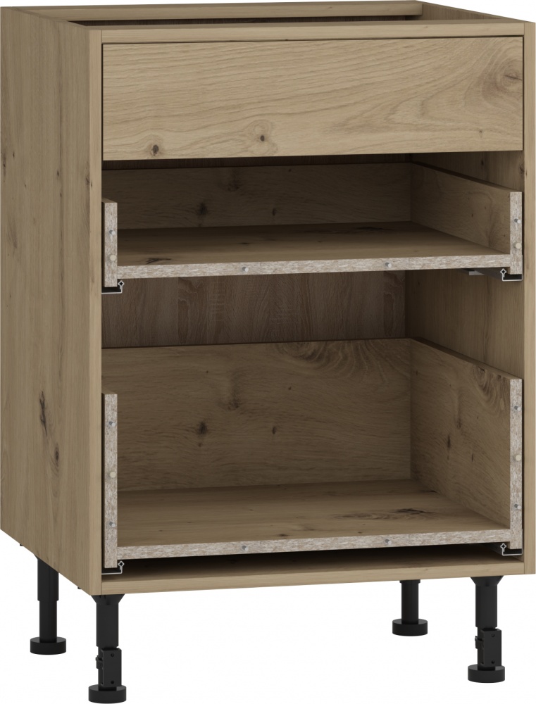 Тумба нижняя Грейд 3-мя ящиками универсальная частичного открытия Q-25 Оптимум 600x870x522 мм дуб артизан