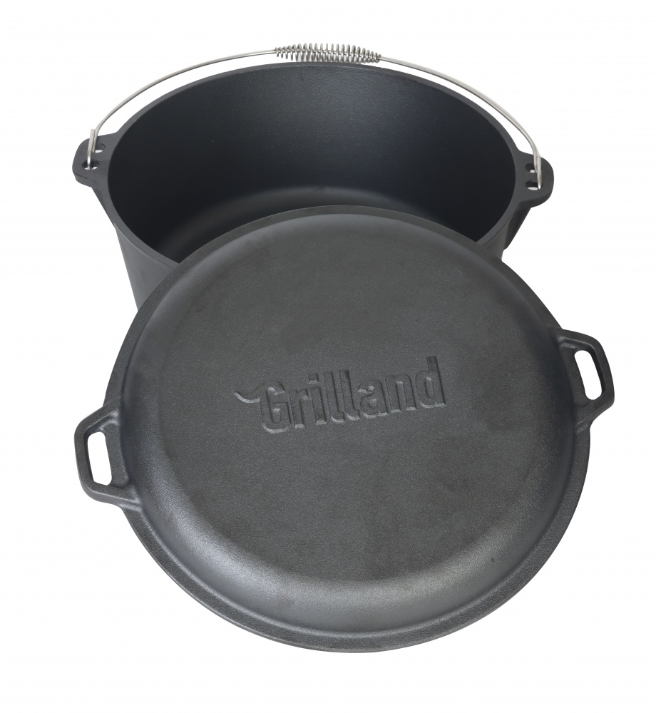 Казан Grilland ø315 мм 135 мм 8 л чугунный з кришкой-сковородой, UHR-250304