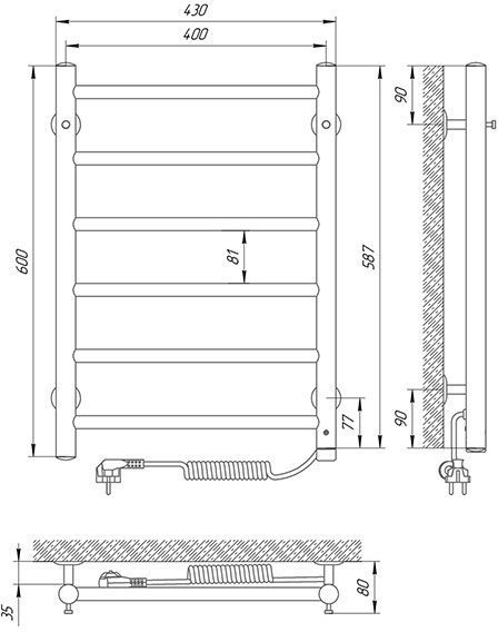 Рушникосушарка Laris Альфа П6 400х600 Е П 73207456