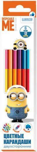 Олівці кольорові двосторонні Despicable Me © Universal Studios 6 шт. 12 кольорів Перо