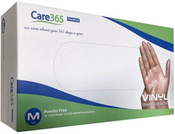 Перчатки виниловые Care 365 р. М 100 шт./уп.