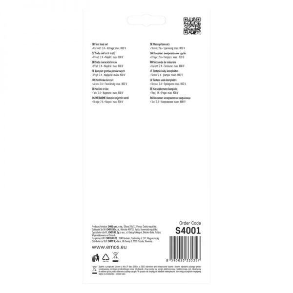 Комплект щупов Emos S4001 2А, 800В, CAT III