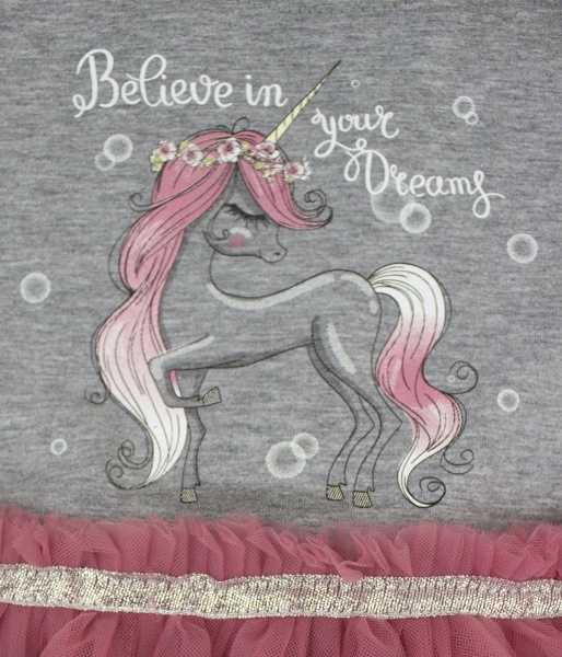 Сукня Luna Kids з фатином р.92 сірий меланж/рожевий 