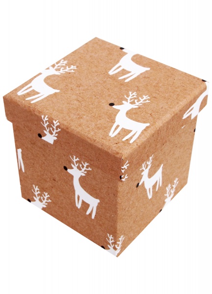 Коробка подарочная квадратная с оленем 18.5х18.5см 4110