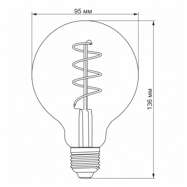 Лампа світлодіодна Videx FIL G95 5 Вт E27 2200 К 220 В жовта 25015 