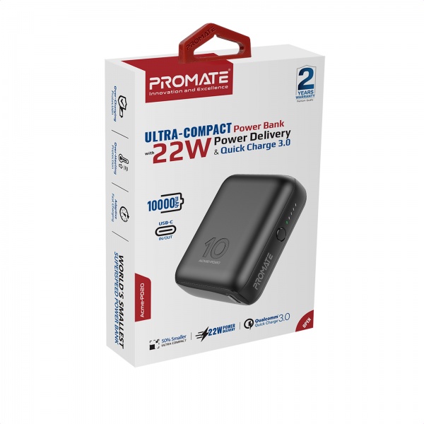 Універсальна мобільна батарея Promate 10000 m/Ah black (acme-pd20.black) Acme-PD20 10000 мАг, USB-C Power 