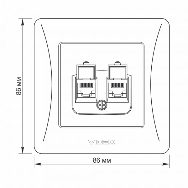 Розетка комп'ютерна + телефонна подвійна Videx Binera CAT6+CAT6 РС IP20 кремовий VF-BNSK2PC6-CR