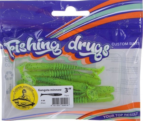 Приманки для ловли рыбы Гангста Минов 76 мм 9 шт. киви