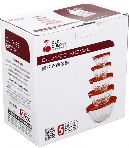 Набор салатников с крышкой 5 шт.в ассортименте Red Cherry