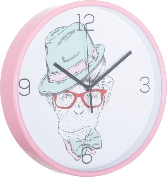 Часы настенные пластик, стекло, розовый, циферблат белый, 25,5x4,3 см