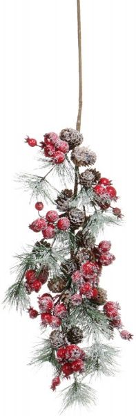 Гілочка декоративна хвойна з ягодами засніжена RS1Z2121 80 см 