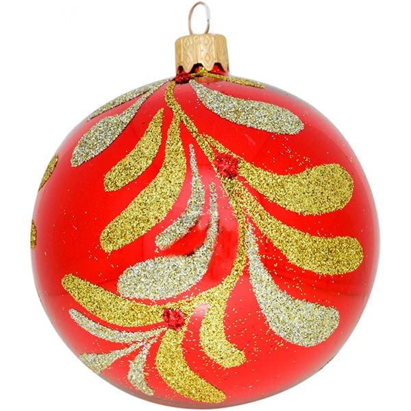 Шарик новогодний 7949 красный 80 мм
