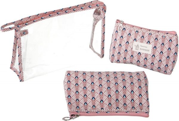 Набір косметичок Перо 3 шт B107-9 рожевий 