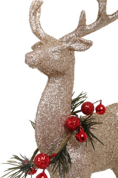 Декорация новогодняя Олень с ягодным веночком 33 см EPI-EY35656A