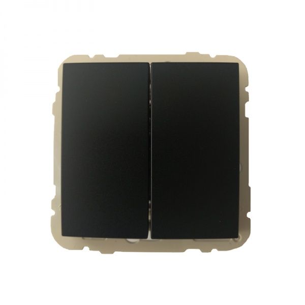 Выключатель перекрестный двухклавишный Efapel Logus без подсветки 10 А 250В черный матовый 21204 TPM