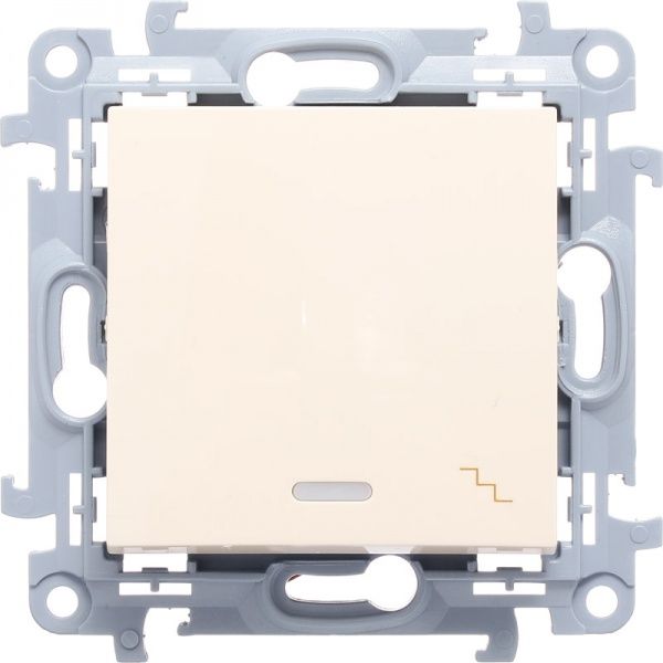 Вимикач прохідний одноклавішний Simon 10 з підсвіткою 10 А 250В кремовий CW6L.01/41