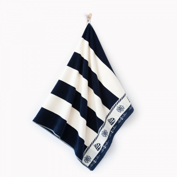 Рушник пляжний Beach 100x160 см білий із синім Zwoltex 