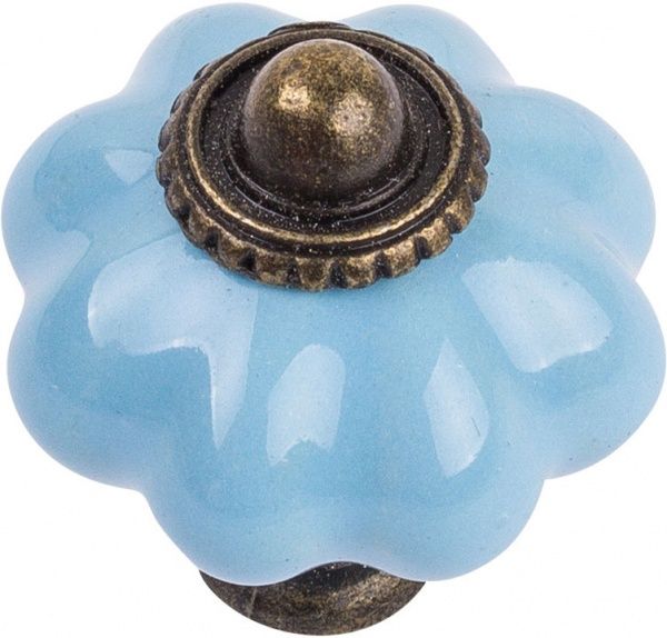 Меблева ручка 31479 антична бронза/небесно-блакитний Ferro Fiori CR 9150.34