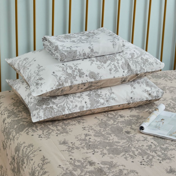 Комплект постільної білизни Arras сімейний бежево-білий La Nuit 