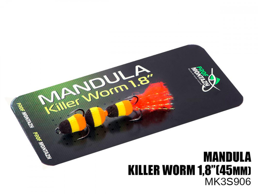 Мандула Prof Montazh поролоновая 906 Killer Worm 1.8 micro 45 мм 1 шт.