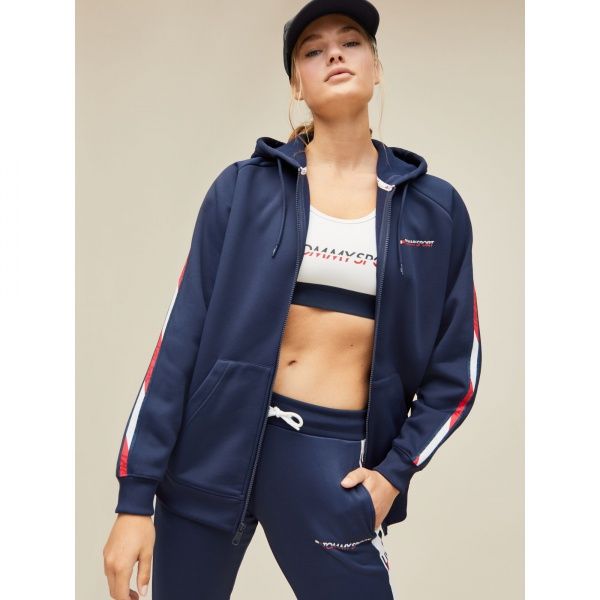 Джемпер Tommy Hilfiger FLEECE ZIP UP HOODY WITH TAPE S10S100361401 р. L темно-синий