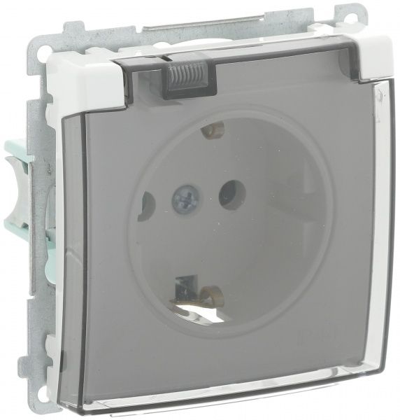 Розетка із заземленням Simon Basic з кришкою білий BMGSZ1B.01/11a